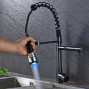 GobekUsa Black Bronze Dual Spout Kitchen Faucet with Pull Down Sprayer