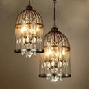 GobekUsa Iron Birdcage Crystal Chandelier: Spherical Pendant Light for Home Decor