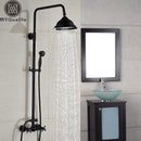 GobekUsa Black Bronze Rainfall Shower Faucet Set with 8" Head for Wall Mount