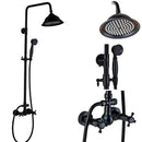 GobekUsa Black Bronze Rainfall Shower Faucet Set with 8" Head for Wall Mount