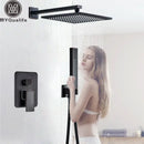 GobekUsa Black Bronze Shower Faucet Set with Rainfall Mixer Tap & 2-ways Valve