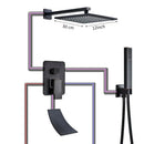 GobekUsa Black Bronze Shower Faucet Set with Rainfall Mixer Tap & 2-ways Valve