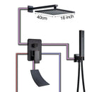 GobekUsa Black Bronze Shower Faucet Set with Rainfall Mixer Tap & 2-ways Valve