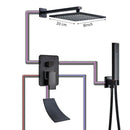 GobekUsa Black Bronze Shower Faucet Set with Rainfall Mixer Tap & 2-ways Valve