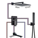 GobekUsa Black Bronze Shower Faucet Set with Rainfall Mixer Tap & 2-ways Valve