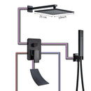 GobekUsa Black Bronze Shower Faucet Set with Rainfall Mixer Tap & 2-ways Valve