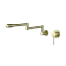 GobekUsa Black Brushed Gold Kitchen Faucet Wall Mounted Foldable Pot Filler Tap