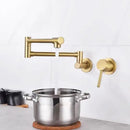 GobekUsa Black Brushed Gold Kitchen Faucet Wall Mounted Foldable Pot Filler Tap