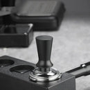 Black calibrated stainless steel espresso tamper set kitchen tool by Decorbites