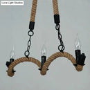 GobekUsa Black Candle Design Pendant Lighting Fixture - Rope Twisting Island Light, 3 Bulbs - Restaurant-Worthy