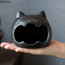 Black cartoon cat ceramic ashtray living room large capacity decor by Decorbites