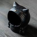 Black cartoon cat ceramic ashtray living room large capacity decor by Decorbites