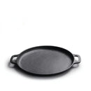 Black cast iron skillet pan kitchen griddle with two handles by Decorbites