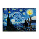 Black cat sunflower canvas wall art living room decor by Decorbites