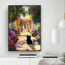 Black cat sunflower canvas wall art living room decor by Decorbites