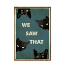 Vintage teal and gold black cat music poster living room wall art by Decorbites