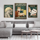 GobekUsa Black Cat Reading Music Poster for Home Decor