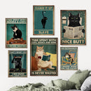 GobekUsa Black Cat Reading Music Poster for Home Decor