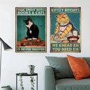 GobekUsa Black Cat Reading Music Poster for Home Decor