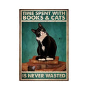 GobekUsa Black Cat Reading Music Poster for Home Decor
