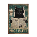 GobekUsa Black Cat Reading Music Poster for Home Decor