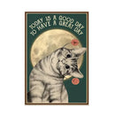 GobekUsa Black Cat Reading Music Poster for Home Decor
