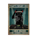GobekUsa Black Cat Reading Music Poster for Home Decor