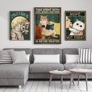 GobekUsa Black Cat Reading Music Poster for Home Decor