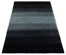 Wool Southwestern Lori Striped Area Rug 5x7 - Black Charcoal Gray