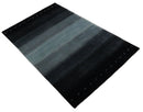 Wool Southwestern Lori Striped Area Rug 5x7 - Black Charcoal Gray