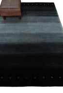 Wool Southwestern Lori Striped Area Rug 5x7 - Black Charcoal Gray