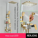 GobekUsa Digital Display Thermostatic Shower Faucet Set, Rain Shower Column, Wall Mount - Black/Chrome