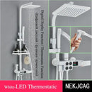 GobekUsa Digital Display Thermostatic Shower Faucet Set, Rain Shower Column, Wall Mount - Black/Chrome
