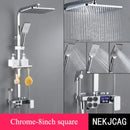 GobekUsa Digital Display Thermostatic Shower Faucet Set, Rain Shower Column, Wall Mount - Black/Chrome