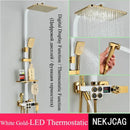 GobekUsa Digital Display Thermostatic Shower Faucet Set, Rain Shower Column, Wall Mount - Black/Chrome