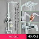 GobekUsa Digital Display Thermostatic Shower Faucet Set, Rain Shower Column, Wall Mount - Black/Chrome