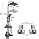 GobekUsa Digital Display Thermostatic Shower Faucet Set, Rain Shower Column, Wall Mount - Black/Chrome