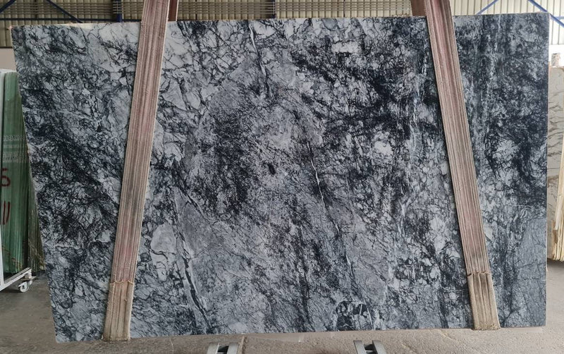 Black Cloud Exotic Bookmatching Polished Marble Slab