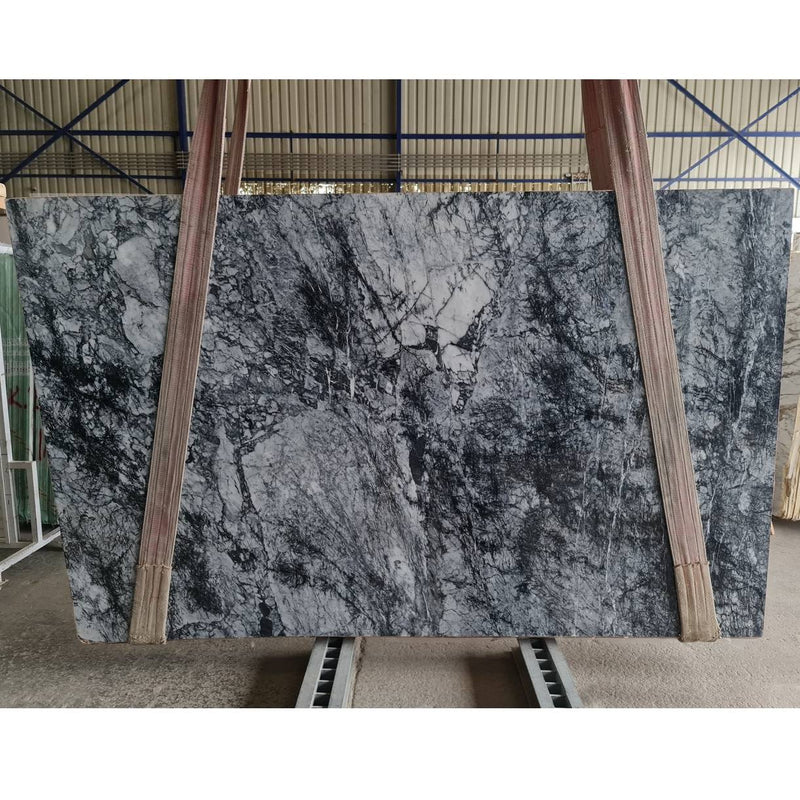 Black Cloud Exotic Bookmatching Polished Marble Slab