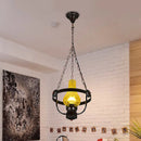 GobekUsa Black Crackle Glass Pendant Light with Metal Ring - Classic Vase Shade Hanging Lamp