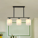 GobekUsa Black Cream Glass Pendant Lantern with Antique Suspension - 3 Bulb Island Lamp Light