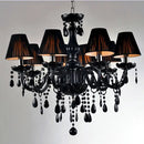 GobekUsa Black Crystal Chandelier Lamps with Fabric Lampshades for Dining, Bedroom, Living Room