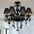 GobekUsa Black Crystal Chandelier Lamps with Fabric Lampshades for Dining, Bedroom, Living Room