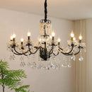 GobekUsa Black Crystal Chandelier Foyer Pendant Lights for Art Decor Luminarias