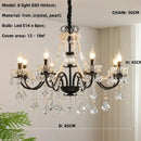 GobekUsa Black Crystal Chandelier Foyer Pendant Lights for Art Decor Luminarias