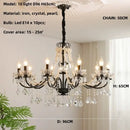 GobekUsa Black Crystal Chandelier Foyer Pendant Lights for Art Decor Luminarias