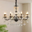 GobekUsa Black Crystal Chandelier Foyer Pendant Lights for Art Decor Luminarias