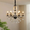 GobekUsa Black Crystal Chandelier Foyer Pendant Lights for Art Decor Luminarias