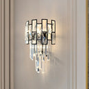 GobekUsa Black Crystal Embedded Wall Sconce - Contemporary Tapered Flush Mount with 3 Heads