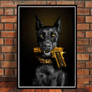 GobekUsa Black Doberman Dog Canvas Poster Art